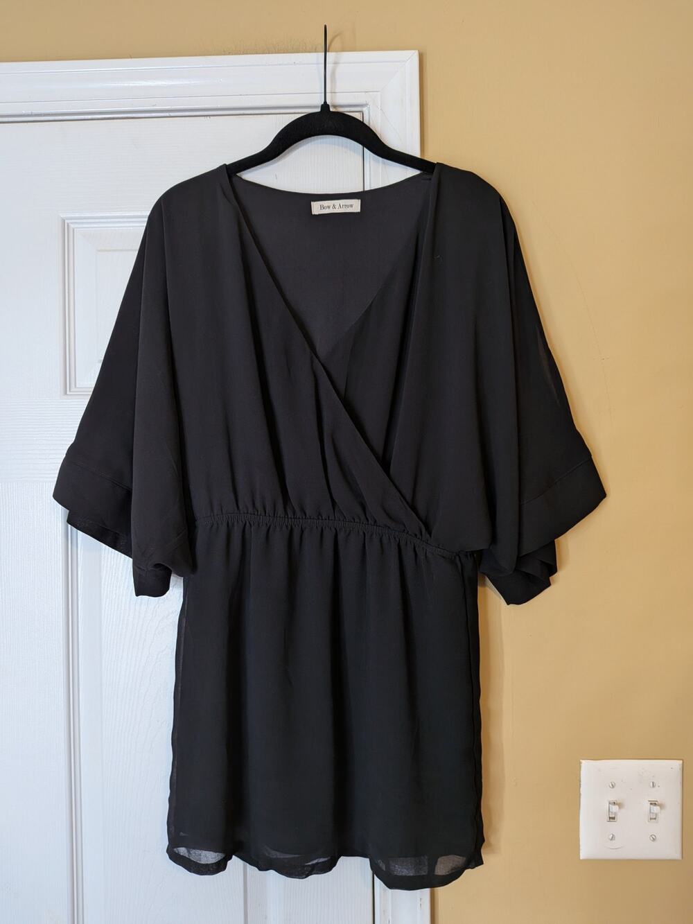 Bow & Arrow Black Kimono Sleeve Mini Dress Size Small Minimalist Chic